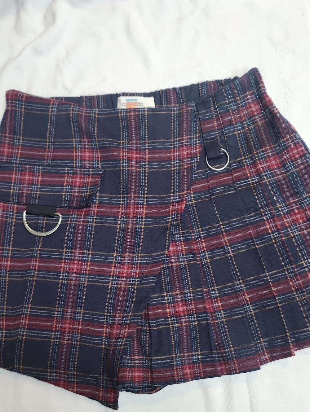 Cali 1850 Plaid Skort with D-Ring Details Size Small